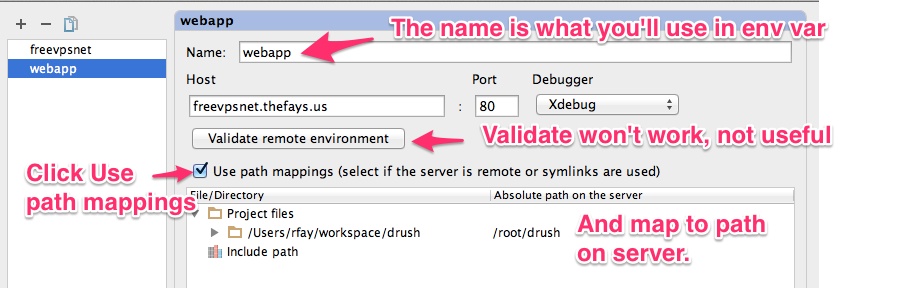 PHPstorm server configuration